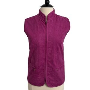 Allison Daley Women's Fully Lined, Front Zip, Mock Collar Quilted Vest, Fuchsia